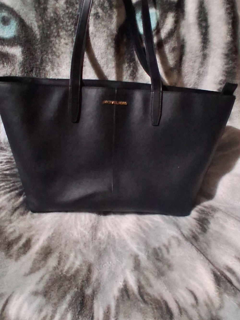 Black Shoulder Tote with Gold Accent - Women's Everyday Bag